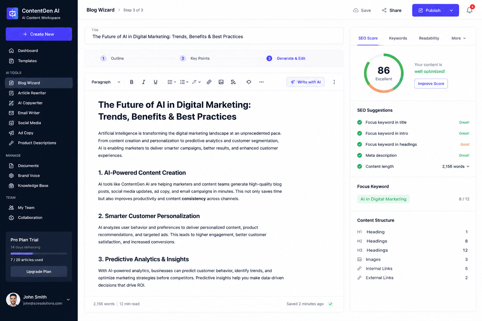 ContentGen AI – AI Content Creation Platform