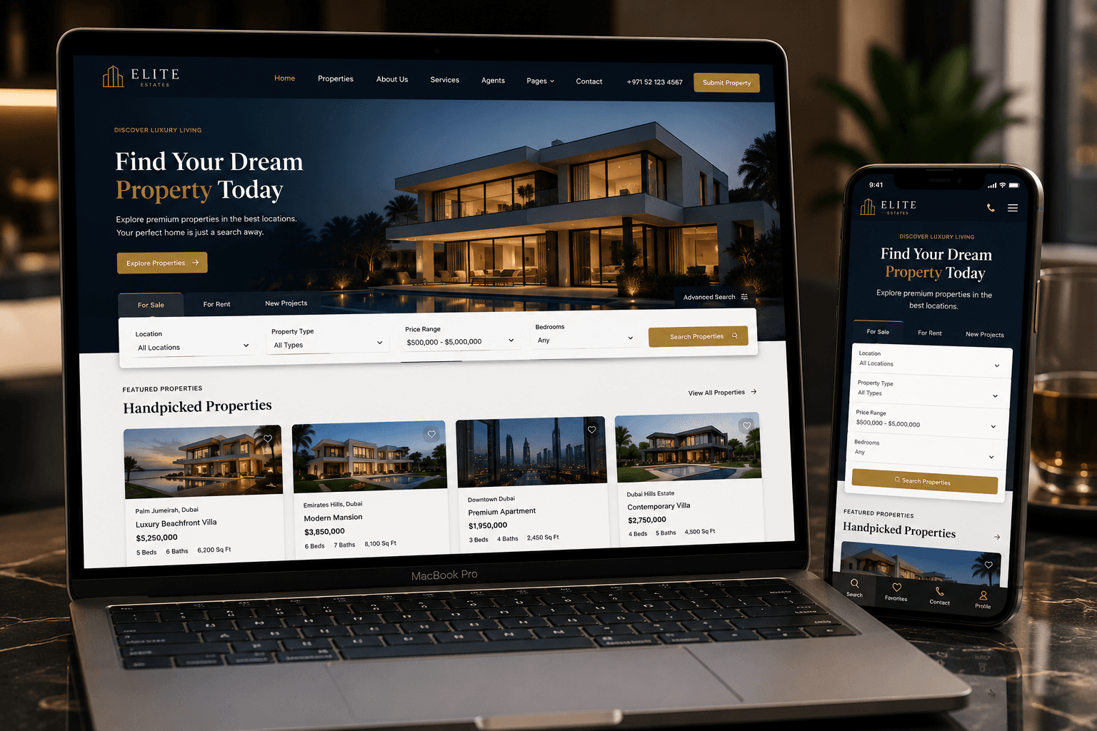 Elite Estates – Luxury Real Estate Website